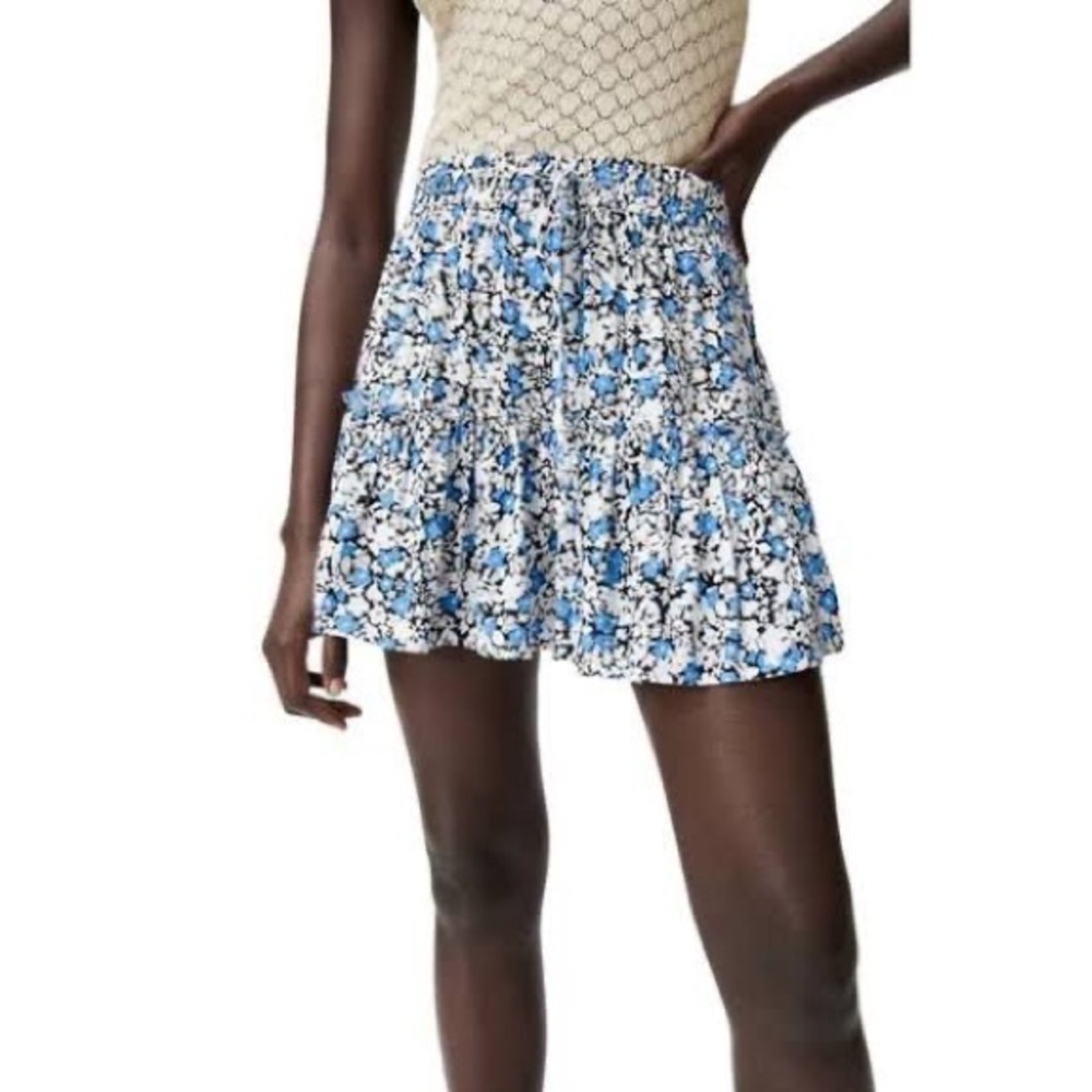 Zara Blue & White Floral Print Skort, size XS